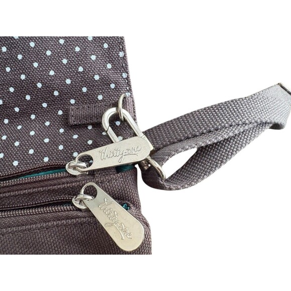 Thirty-One 31 Double Up Crossbody Purse Charcoal Gray Swiss Dot City NWOT - Picture 11 of 11